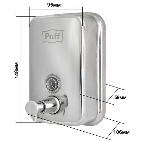 Дозатор для жидкого мыла из нерж. стали puff-8605, хром, 500 мл, глянцевый