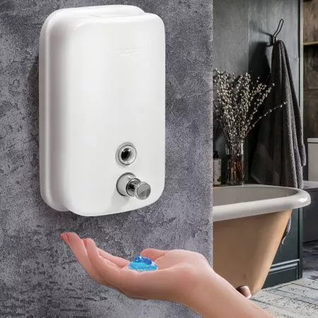 Дозатор для жидкого мыла из нержавеющей стали PUFF-8615W, белый, 1000 мл, порошковое окрашивание