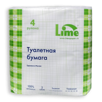 Lime Туалетная бумага в стандартных рулонах 4шт/пач целлюлоза 2 сл белая 20 м