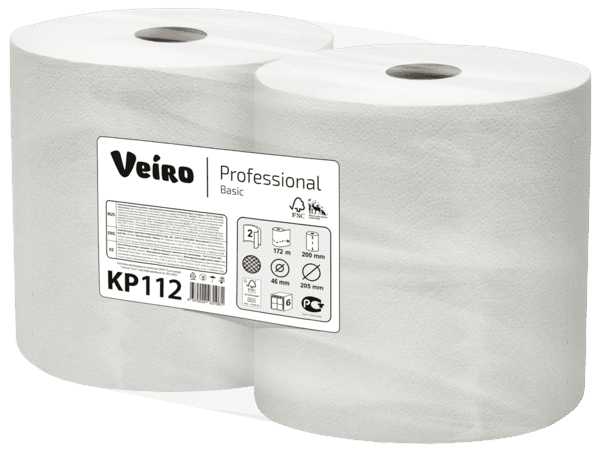 Veiro Professional  Полотенца бумажные в рулонах Basic (ультрапрочные), 2 сл, 800 л, 172 м, натурального цвета