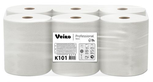 Полотенца бумажные в рулонах Veiro Professional Basic, 1 сл, 180 м, натурального цвета