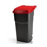 Rotho АТЛАС контейнер пластиковый на колесах с крышкой 100 л черный/красный