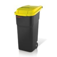 Rotho АТЛАС контейнер пластиковый на колесах с крышкой 100 л черный/жёлтый