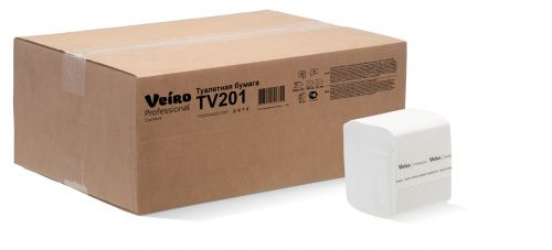 Туалетная бумага в листах V-сложения Veiro Professional Comfort, 2 сл, 250 шт, белая