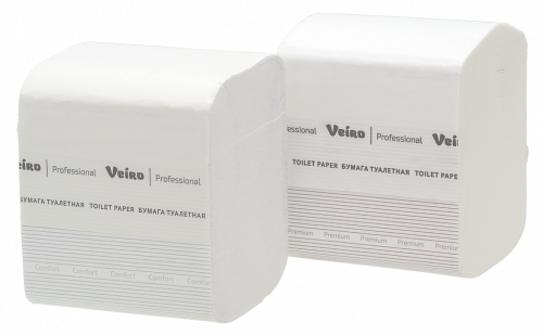 Туалетная бумага в листах V-сложения Veiro Professional Premium, 2 сл, 250 л, белая