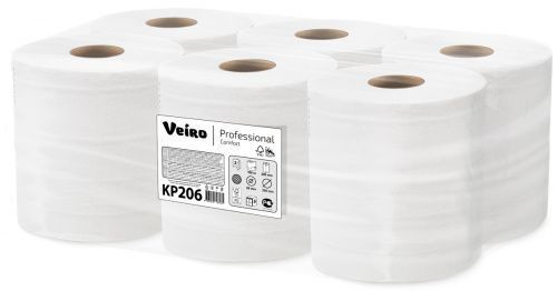Полотенца бумажные в рулонах с центральной вытяжкой Veiro Professional Comfort, 2 сл, 180 м, белые