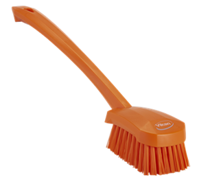 Щетка для мытья с длинной ручкой, жёсткий ворс 41867 оранжевая