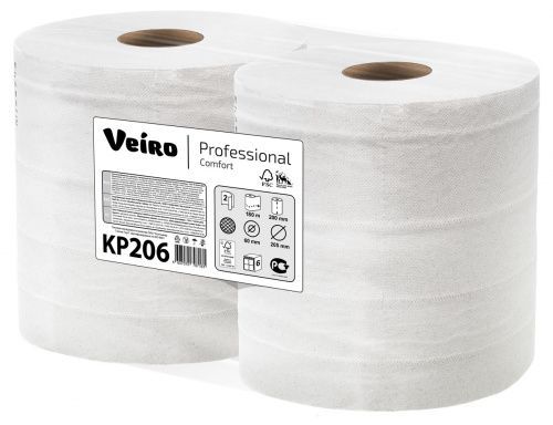 Полотенца бумажные в рулонах с центральной вытяжкой Veiro Professional Comfort, 2 сл, 180 м, белые