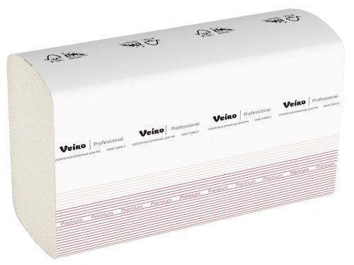 Полотенца для рук W-сложение Veiro Professional Premium, 2 сл, 150 л, белые