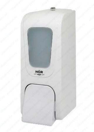 Дозатор для жидкого мыла X12 нажимной 1,2л БИЗНЕС, корпус белый, стекло матовое белое, кнопка белая, арт. HOR-41111419