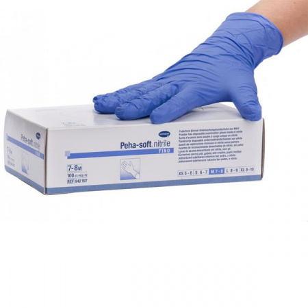 Peha-soft nitril  fino- перчатки 150 шт диагности. нитриловые б/пудры н/с L 9421984