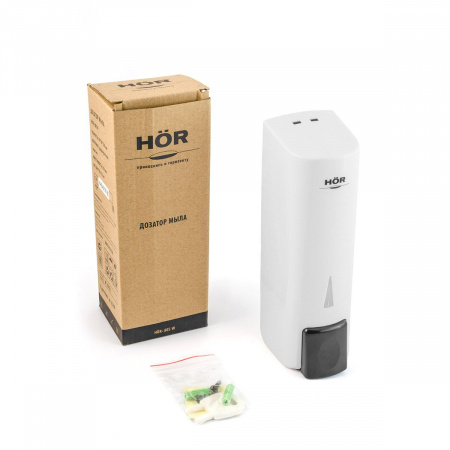 Дозатор для жидкого мыла HOR-805W, 350мл, пластик белый