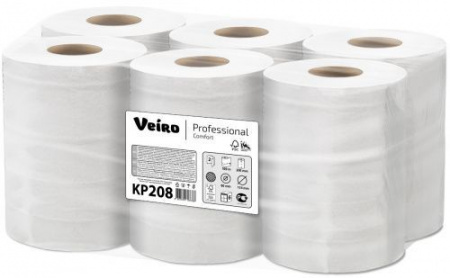 Полотенца бумажные в рулонах с центральной вытяжкой Veiro Professional Comfort, 2 сл, 100 м, белые