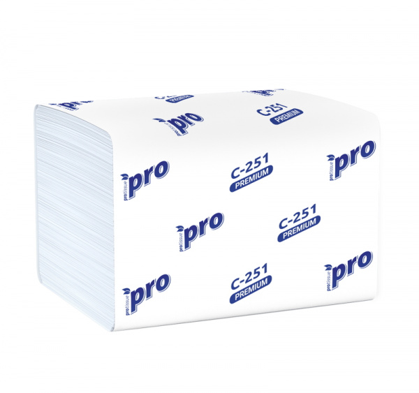 Салфетки бумажные 2сл 21х16 200л/упак PROtissue в диспенсер белые (C251)