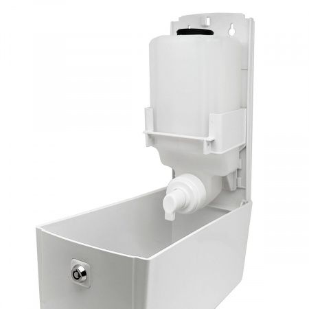 Дозатор для жидкого мыла X12 нажимной 1,2 л БИЗНЕС, корпус белый, стекла прозрачные, кнопка белая