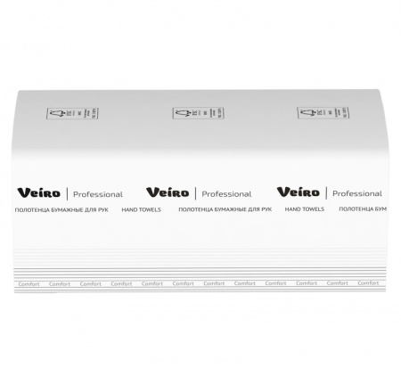 Полотенце бумажное  Vслож 1сл VEIRO Professional Comfort 250 л/упак белое (KV210)