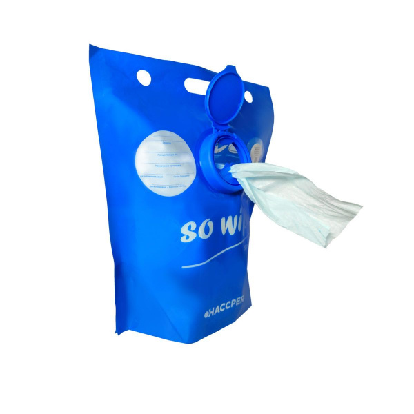 Протирочный материал HACCPER SoWipe для интенсивной очистки, синий, в пакете-диспенсере 150л