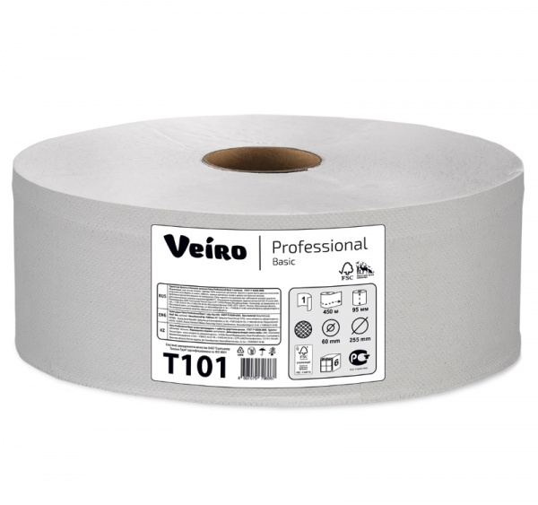 Туалетная бумага 1сл 450м Veiro Professional Basic (T101) (6 шт.)