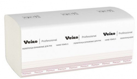 Полотенца для рук V-сложение Veiro Professional Premium, 2 сл, 200 л, белые