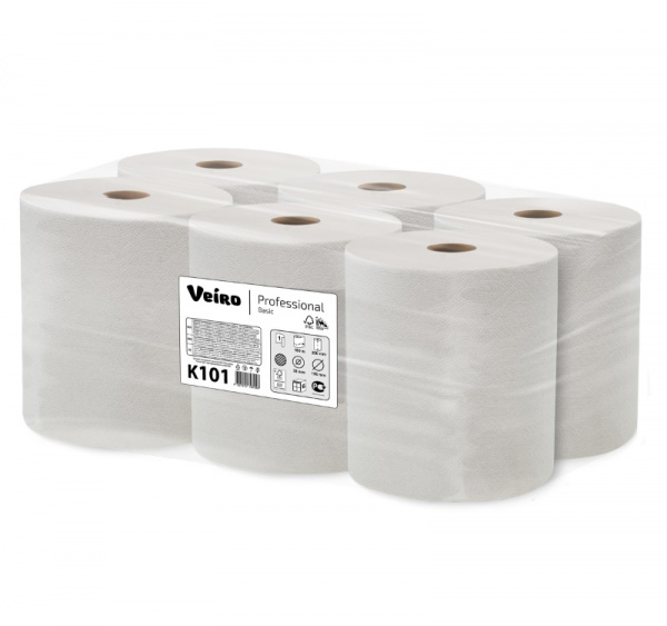 Полотенце бумажное 1сл 180м Veiro Professional Basic цвет натуральный (K101) (6 шт.)