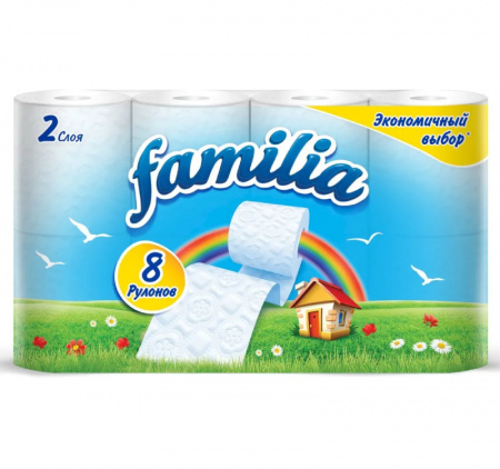 Туалетная бумага Familia 2сл 8рул/упак Радуга белая (5051211)