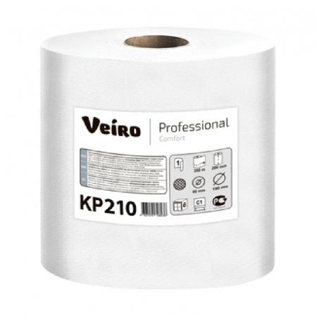 Полотенца бумажные в рулонах с центральной вытяжкой Veiro Professional Comfort, 1 сл, 200 м, белые