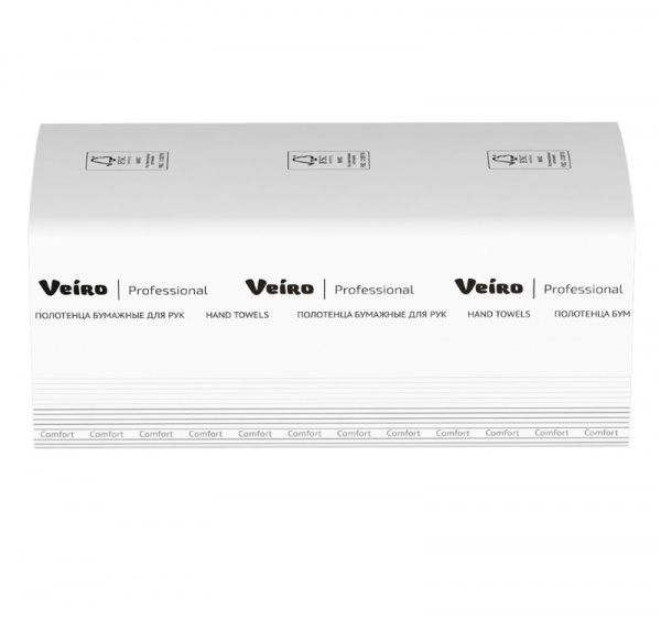 Полотенце бумажное  Vслож 2сл VEIRO Professional Comfort 200 л/упак белое (KV205) (20 шт.)