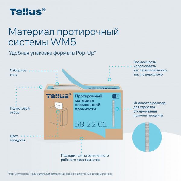 Нетканый протирочный материал повышенной прочности Tellus белый