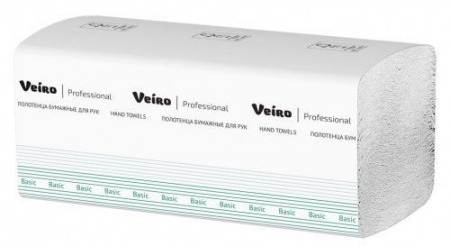 Полотенца для рук V-сложение Veiro Professional Basic, 1 сл, 250 шт, натурального цвета